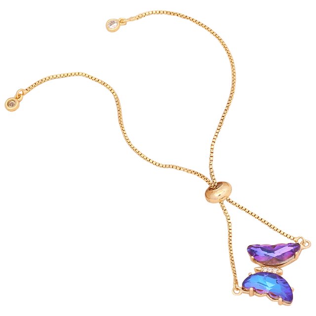 Pulsera con dije de mariposa para mujer, pulsera de cadena ajustable simple, joyería de mano