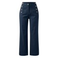 thumbnail image 4 of Sngxgn Womens Casual Pants Straight Leg Drawstring Elastic High Waist Loose Comfy Trousers with Pockets(Blue,XXXL), 4 of 5