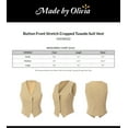 thumbnail image 2 of Made by Olivia Women's Button Front Stretch Cropped Tuxedo Suit Vest, 2 of 7