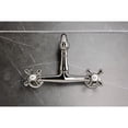 thumbnail image 3 of Kingston Brass KS3256AX Vintage Double-Handle Wall-Mount Bridge Kitchen Faucet, Polished Nickel, 3 of 7
