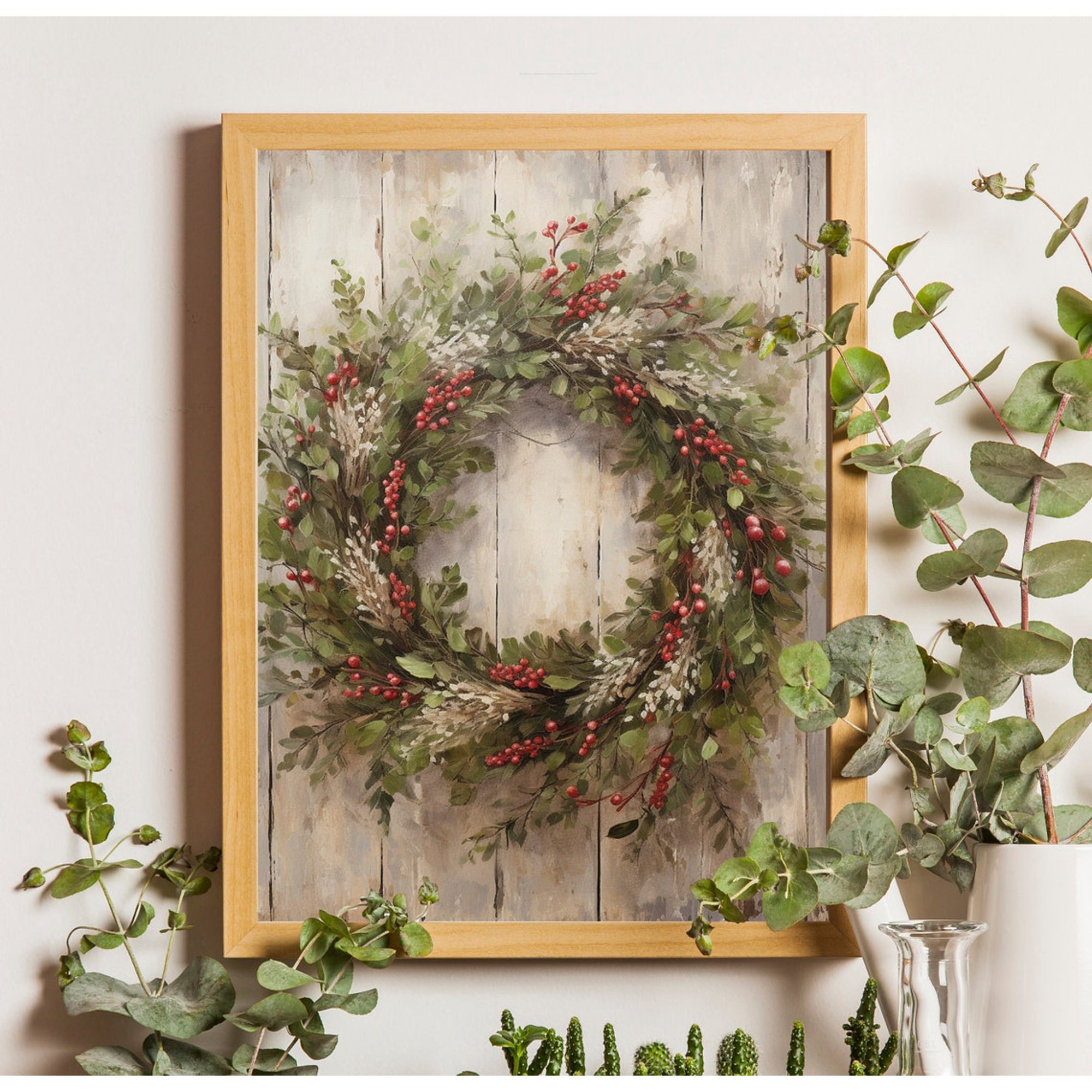 Wreath Poster Festivedecor Winter Rustic Seasonal Living Room And Home Decor