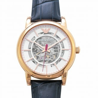 Emporio Armani Chronograph Amber Dial Brown Leather Mens Watch