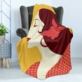 thumbnail image 4 of Spanish Soft Flannel Fleece Blanket, Flamenco Woman in Retro Polka Dot Dress with Flower in Her Hair Rhythm Dancer, Cozy Plush for Indoor and Outdoor Use, 50" x 70", Earth Yellow Red, by Ambesonne, 4 of 5