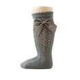 thumbnail image 2 of Boys Low Cut Socks Girls Knee High Socks Bow Stockings Toddler Breathable Long Tube Knit Cute Socks Vintage Socks Gray S, 2 of 3