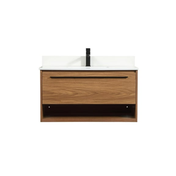 Elegant Decor Roman 36" Single Bathroom Vanity with Backsplash in Walnut Brown