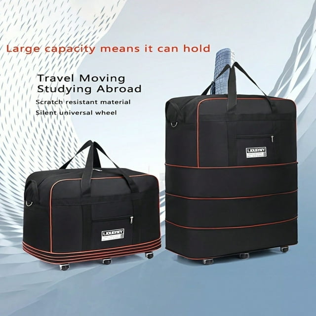 YOPTOP Sac de Voyage Pliable avec Roues Grand Sac de Rangement Sac à Dos pour Voyage d'Affaires avec Roues Sac de Voyage Grande Capacité avec Roues Bagage Cabine Extensible Portable m,Noir