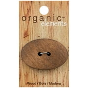 Organic Elements Brown 1 3/4" Large Wood Oval Button