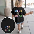 thumbnail image 2 of Sgkm Girls Graphic Tops Short Sleeved Print Cute Comfortable Top Plus Size Summer Clothes Black 3-4 Years, 2 of 6