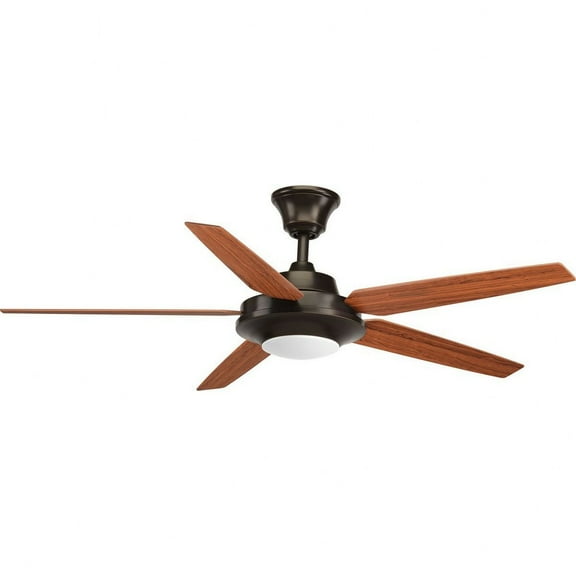 Progress Lighting Signature Plus II 5-Light LED Ceiling Fan, Antique Bronze, White Opal Shade