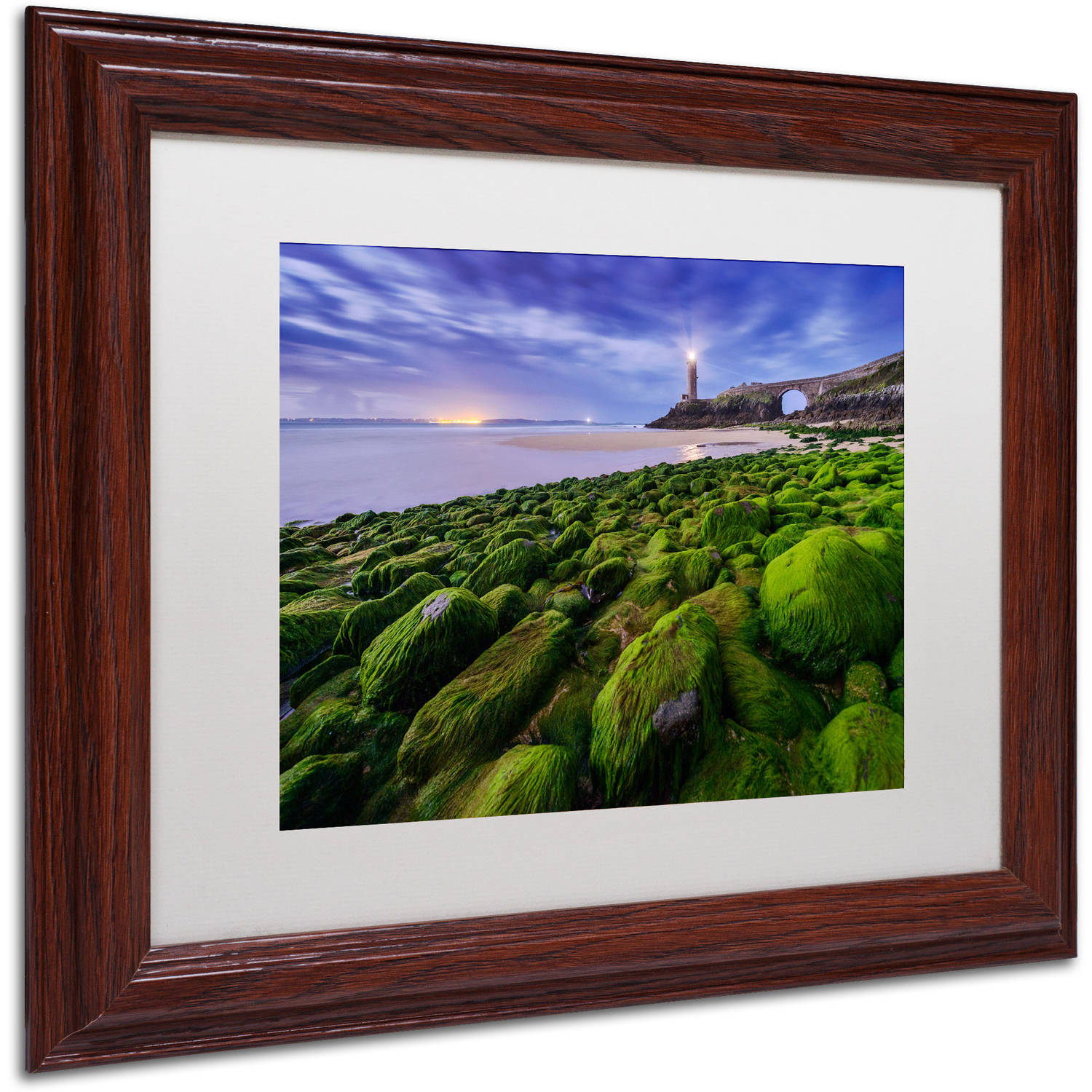 Trademark Fine Art "Full Moon in Brittany" Canvas Art by Mathieu Rivrin, White Matte, Wood Frame