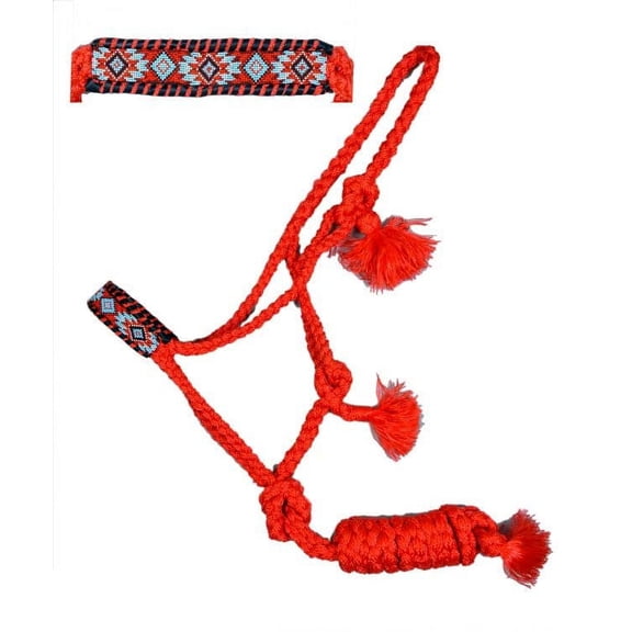 Showman Red Woven Nylon Mule Tape Halter w/ Southwest Beaded Design