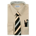 thumbnail image 2 of Berlioni Kids Boys Long Sleeve Dress Shirt With Tie and Hanky Khaki, 2 of 2