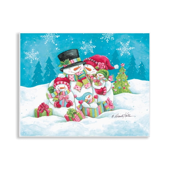 Stupell Industries Festive Snowman Family Scene Wall Plaque Art design by Diane Kater, 11 x 14