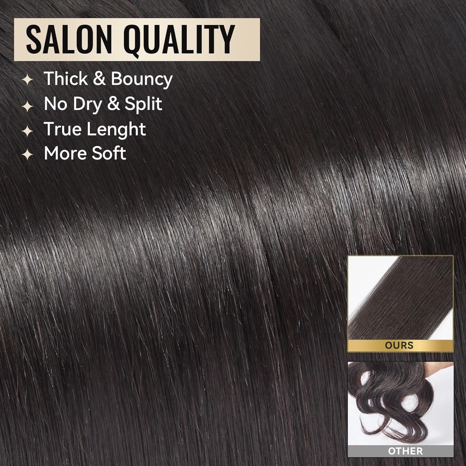 Human Hair  16A Brazilian Virgin Hair Straight , Silky and Soft, 18 20 22 Inch Thick Weave  Black