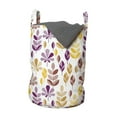 thumbnail image 1 of Floral Laundry Bag, Striped and Polka Dotted Autumn Leaves and Ear of Wheat, Hamper Basket with Handles Drawstring Closure for Laundromats, 13" x 19", Earth Yellow Purple, by Ambesonne, 1 of 4