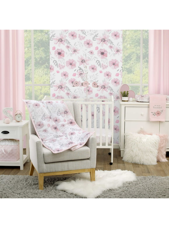 Little Love by NoJo Beautiful Blooms 3 Piece Mini Crib Bedding Set