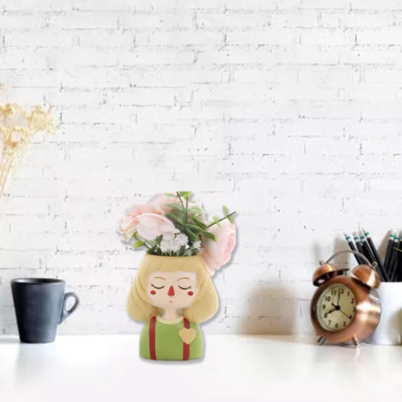 Cute Girl Flowerpot Epoxy Resin Mold Plant Pot Concrete Plaster Silicone Mould