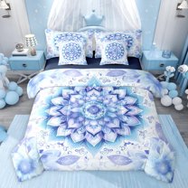 jejeloiu Ancient Floral Blossom 7-Piece Twin Bedding Sets,Boho Bohemian Flower Bedding Comforter Set For Kids Reversible