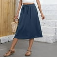 thumbnail image 5 of Difdany Women's Bohemian A-Line Elastic Waist Flowy Midi Skirt with Pockets Navy L, 5 of 8