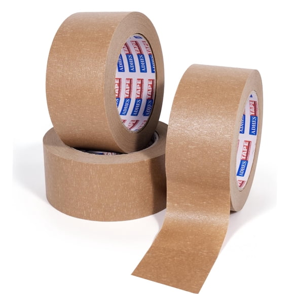 ADHES Ruban d'Emballage en Papier Robuste, Écologique et Biodégradable, Inscriptible et Non Couché, Ruban d'Emballage Brun Kraft pour Masquage, Scellage et Emballage, 2 Pouces x 43 Yards, 3