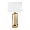 thumbnail image 1 of Benjara BM220941 Square Column Base Metal Table Lamp with Shallow Tapered Drum Shade, Gold, 1 of 1