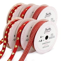 Gwen Studios 3/8" and 5/16" Red Studded Faux Leather Trim, 12 Yards