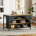 thumbnail image 5 of Tribesigns Bar Table, Industrial Home Bar Unit with 3 Storage Shelves, 55-Inch Rectangle Wooden Counter Height Table Wine Cabinet for Home Kitchen Pub, Brown and Black, 5 of 11