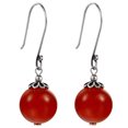 thumbnail image 1 of Pendientes de Esfera de Cornalina Roja Timcorr Gancho de Plata 1.38 Pulgadas, 1 of 7