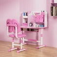 thumbnail image 6 of SUSUchens Height Adjustable Kids Study Desk Chair Set with Sitting Corrector,Children School Study Table Chair Set with Book Stand, Foot Pedal, Partition Design (Pink 2Pcs), 6 of 10