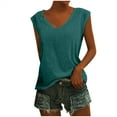 thumbnail image 3 of QLEICOM Women's Cap Sleeve Tank Tops, U Neck Solid Color Casual Shirts Loose Fit Basic Blouse, Summer Soft Tunic Tanks Loose Basic Tshirts Vests, Tees & Blouses for Girls S-2XL, 3 of 4