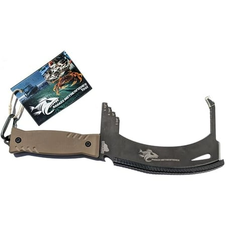 BADASS MOTHERFISHER - Dungeness Crab Gauge - Stainless Steel Multitool for Crabbing and Fishing - Includes Fish Pick Pry Tool Shackle Tool Cleaver - by SQUATCH METALWORKS