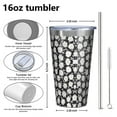 thumbnail image 4 of 16oz Tumblers Black Daisy Flower Pattern Stainless Steel Vacuum Insulated Double Wall Travel Tumbler Cups Mug with Lid and Straw,Cleaning Brush for Coffee,Tea, 4 of 4