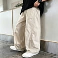 thumbnail image 5 of Coerni Cargo Pants for Boys Elastic Waist Baggy Casual Khaki Wide Leg Pants Neutral Minimal Youth Versatile Casual Preppy Pants, 5 of 7