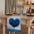 thumbnail image 2 of Table Runners 72 Inches Long Dress Scarves, Valentine's Day Farmhouse Kitchen Table Runner, Coffee Tablerunners, Blue Heart Love Trees Romance Spring 16x72 Inch, 2 of 9