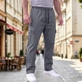 thumbnail image 6 of Nestiefly Mens Cargo Pants Relaxed Fit Chino Elastic Waist Multi Pocket Hiking Work Trousers Gray 4XL, 6 of 7