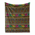 thumbnail image 1 of African Soft Flannel Fleece Throw Blanket, Ancestral Borders in Lively Colors Geometric Indigenous Culture Art Design, Cozy Plush for Indoor and Outdoor Use, 70" x 90", Multicolor, by Ambesonne, 1 of 6