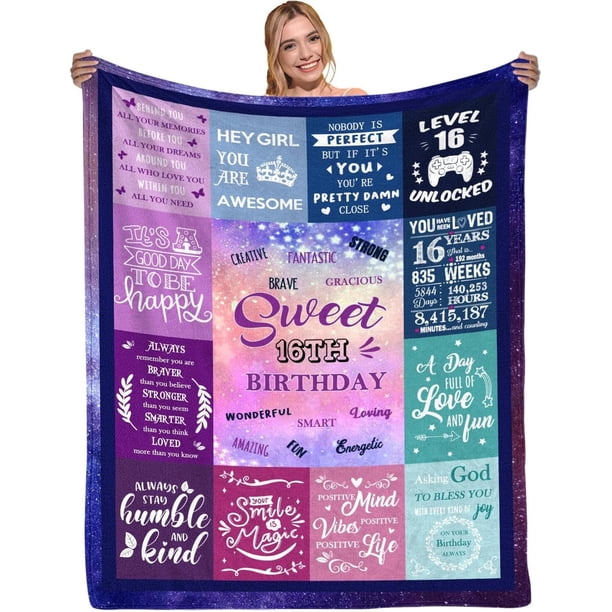 LHSHID Sweet 16th Birthday Gifts for Girls to My Daughter Gifts from Mom Gifts for Daughter Bestie Sister 16th Birthday Gift Ideas for Couch Sofa Bedroom Decor 60x80in