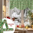 thumbnail image 5 of Christmas Tie Up Valances Curtain, Star Winter Snowflakes Green Plaid Rustic Adjustable Rod Pocket Short Window Treatment Tie Up Curtains Valances for Kitchen Living Room Bathroom 54x18 Inches, 5 of 9
