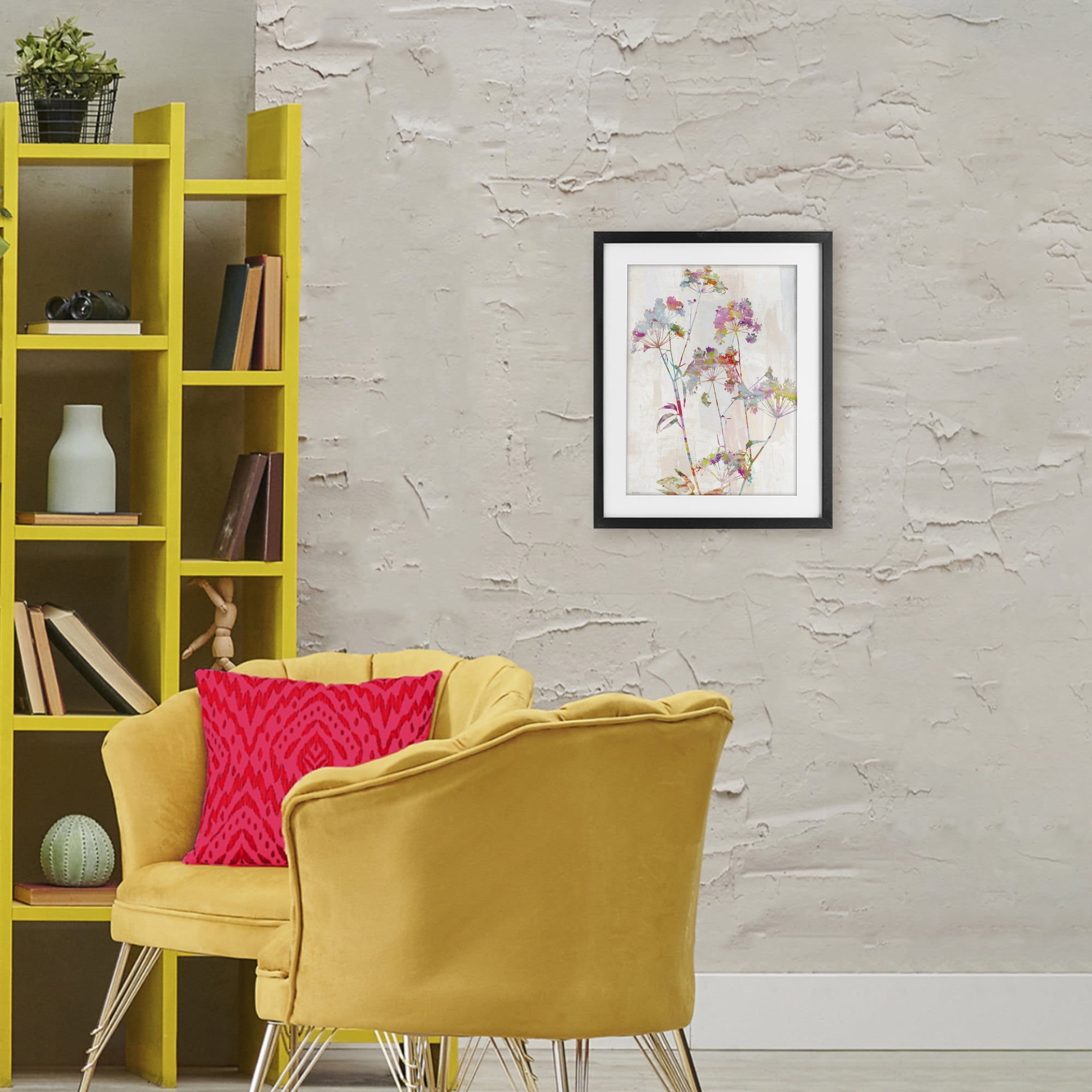 Kaleidoscopic Delicate Herbs Black Framed Print Under Glass, design by Amber Sterling