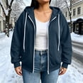 thumbnail image 2 of Axdhxbd Full Zip Hoodie for Women Plus Size Winter Long Sleeve Drawstring Hoodies Sweatshirts Loose Casual Solid Color Sweatshirt Jacket with Pockets Navy L-5XL, 2 of 9