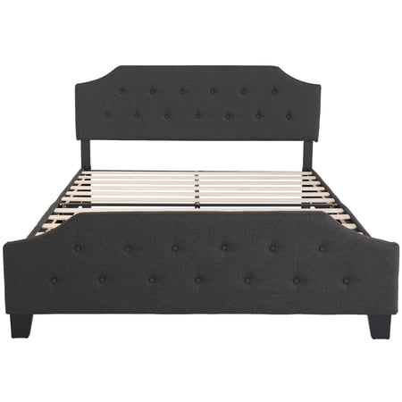 Queen Size Wood Platform Bed Frame 800 lbs Capacity with Headboard and Footboard Gray