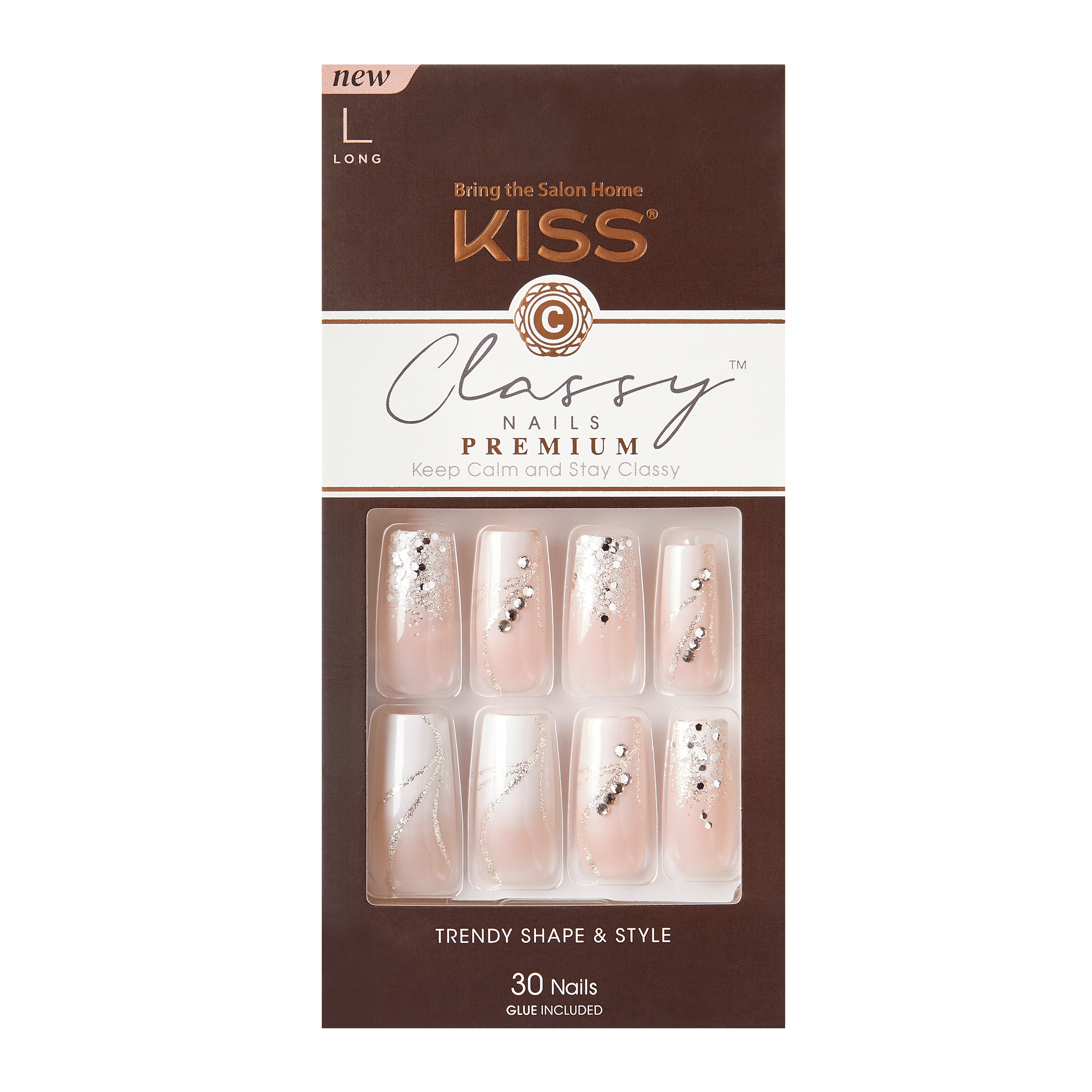 KISS Classy Premium Fake Nails, Stunning!, 30 Count - Walmart.com