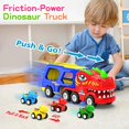 thumbnail image 5 of JoyStone Dinosaur Truck Toys for Kids, Friction Powered Transport Carrier Truck with 4 Pull-Back Dino Cars, Toddler Gifts with Sounds & Lights for Boys 3 4 5+, 5 of 7