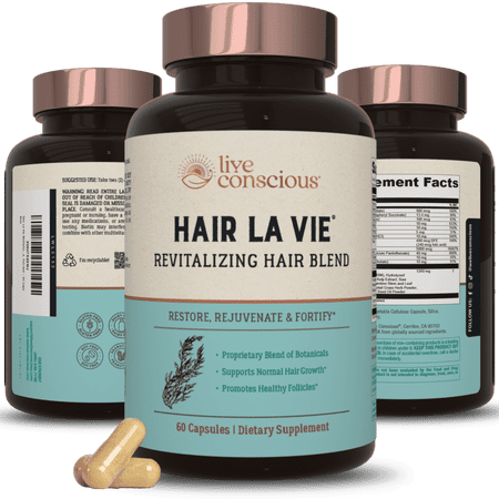 Live Conscious Hair La Vie Revitalizing Blend Hair Vitamins with Biotin, Collagen and Saw Palmetto for Women and Men