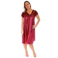 thumbnail image 2 of Nightgown for Women Cap Sleeves Plus Size Sexy Silky Feeling with a Floral Lace Design, Wine 4X-Large, 2 of 5