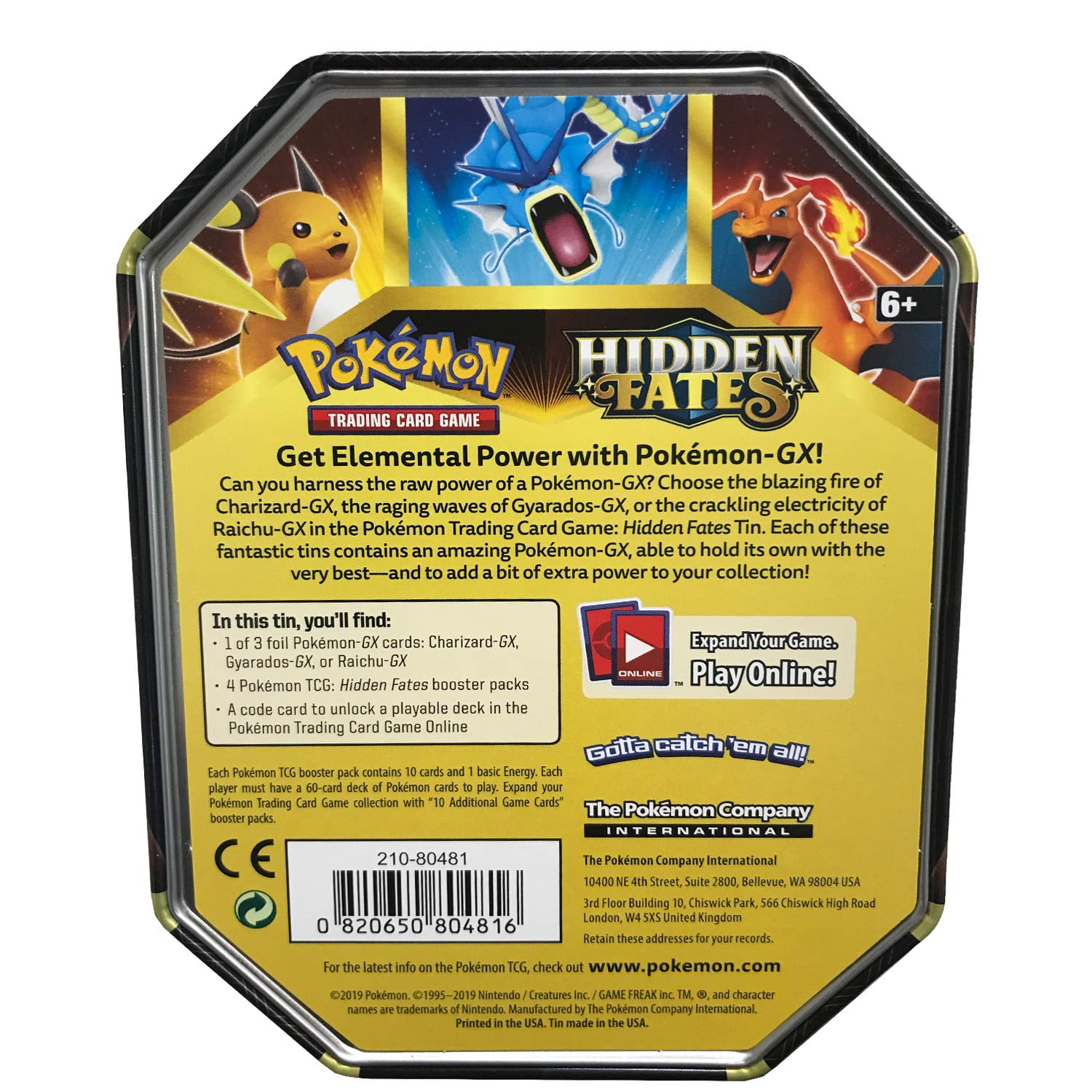 Pokmon Hidden Fates Fall Tin, Raichu GX Cards, Booster Packs, Shiny  Collection Box - Walmart.com