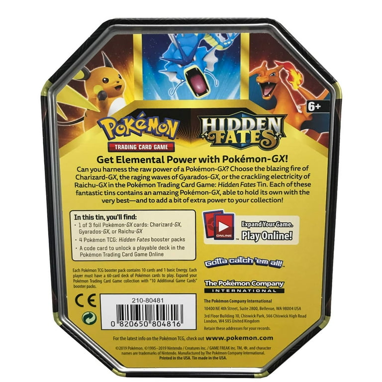 Walmart Pokemon TCG Sun and Moon 11.5 Hidden Fates GX Tin