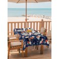 thumbnail image 3 of 60x102 Inch Outdoor Tablecloth with Umbrella Hole Zipper Rectangle Navy Blue Blossoms Black Cat Rectangular Tablecloths Waterproof Farmhouse Romantic Flowers Patio Table Cloth Cover for Picnic, 3 of 8