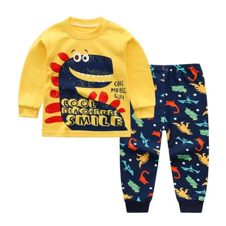 

BULLPIANO Boys Girls Pajamas Long Sleeve Toddler Clothes Set Cotton Little Kids Pjs Sleepwear