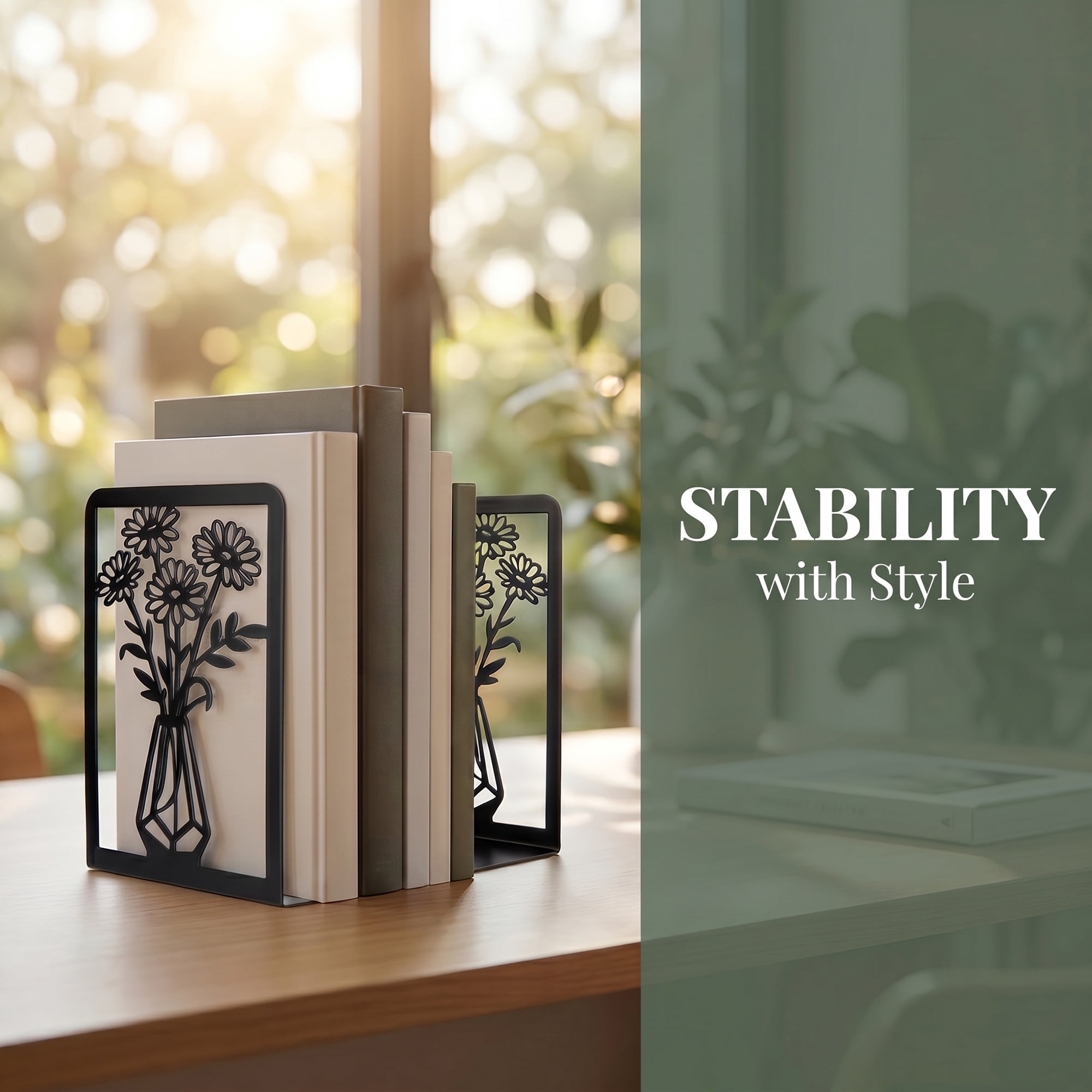 Unique Bargains Metal Tree Design Book Ends for Shelves Black Plant StyleF 4.7"x3.5"x6.8"